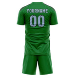 Custom Emerald Green Light Blue Soccer Set