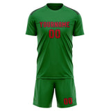 Custom Emerald Green Red Soccer Set