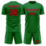 Custom Emerald Green Red Soccer Set