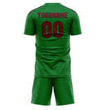 Custom Emerald Green Crimson Red Soccer Set