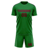 Custom Emerald Green Crimson Red Soccer Set
