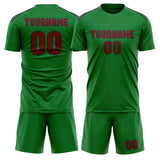 Custom Emerald Green Crimson Red Soccer Set