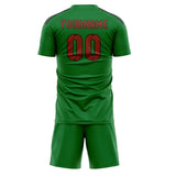 Custom Emerald Green Coral Red Soccer Set