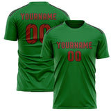 Custom Emerald Green Coral Red Soccer Jersey