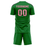 Custom Emerald Green Light Pink Soccer Set