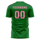 Custom Emerald Green Light Pink Soccer Jersey