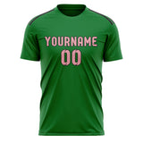 Custom Emerald Green Light Pink Soccer Jersey