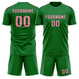 Custom Emerald Green Light Pink Soccer Set