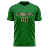 Custom Emerald Green Light Khaki Soccer Jersey