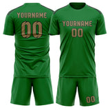 Custom Emerald Green Light Khaki Soccer Set