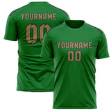 Custom Emerald Green Light Khaki Soccer Jersey