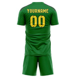 Custom Emerald Green Light Yellow Soccer Set