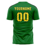 Custom Emerald Green Light Yellow Soccer Jersey