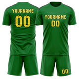 Custom Emerald Green Light Yellow Soccer Set
