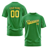 Custom Emerald Green Light Yellow T-Shirt