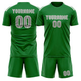 Custom Emerald Green Gray Soccer Set