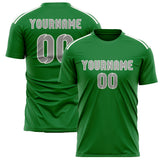 Custom Emerald Green Gray Soccer Jersey