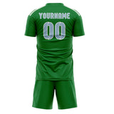 Custom Emerald Green Light Blue Soccer Set