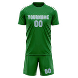 Custom Emerald Green Light Blue Soccer Set