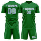 Custom Emerald Green Light Blue Soccer Set