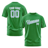 Custom Emerald Green Light Blue T-Shirt