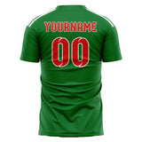 Custom Emerald Green Orange Red Soccer Jersey