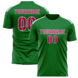 Custom Emerald Green Pink Soccer Jersey