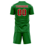 Custom Emerald Green Red Soccer Set