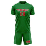 Custom Emerald Green Red Soccer Set