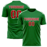Custom Emerald Green Red Soccer Jersey