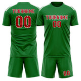 Custom Emerald Green Red Soccer Set