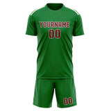 Custom Emerald Green Crimson Red Soccer Set
