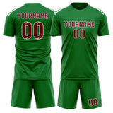 Custom Emerald Green Crimson Red Soccer Set