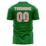 Custom Emerald Green Light Pink Soccer Jersey