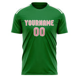 Custom Emerald Green Light Pink Soccer Jersey