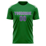 Custom Emerald Green Light Purple Soccer Jersey