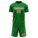 Custom Emerald Green Light Khaki Soccer Set