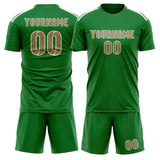 Custom Emerald Green Light Khaki Soccer Set