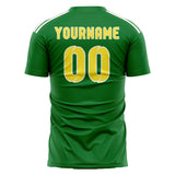 Custom Emerald Green Light Yellow Soccer Jersey