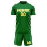 Custom Emerald Green Light Yellow Soccer Set