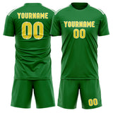 Custom Emerald Green Light Yellow Soccer Set