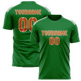 Custom Emerald Green Orange Soccer Jersey