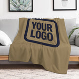 Custom Light Khaki Steel Blue Blanket