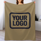 Custom Light Khaki Steel Blue Blanket