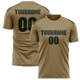 Custom Light Khaki Dark Green Soccer Jersey