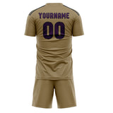 Custom Light Khaki Purple Soccer Set