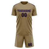 Custom Light Khaki Purple Soccer Set