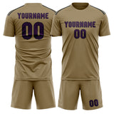 Custom Light Khaki Purple Soccer Set