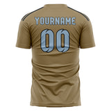 Custom Light Khaki Light Blue Soccer Jersey