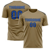 Custom Light Khaki Sky Blue Soccer Jersey